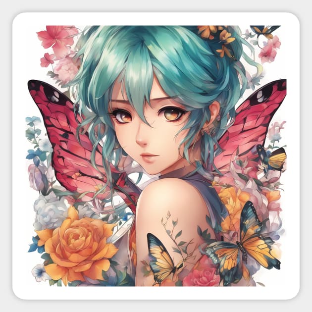 Arsty 70s Butterfly Angel Sticker by animegirlnft